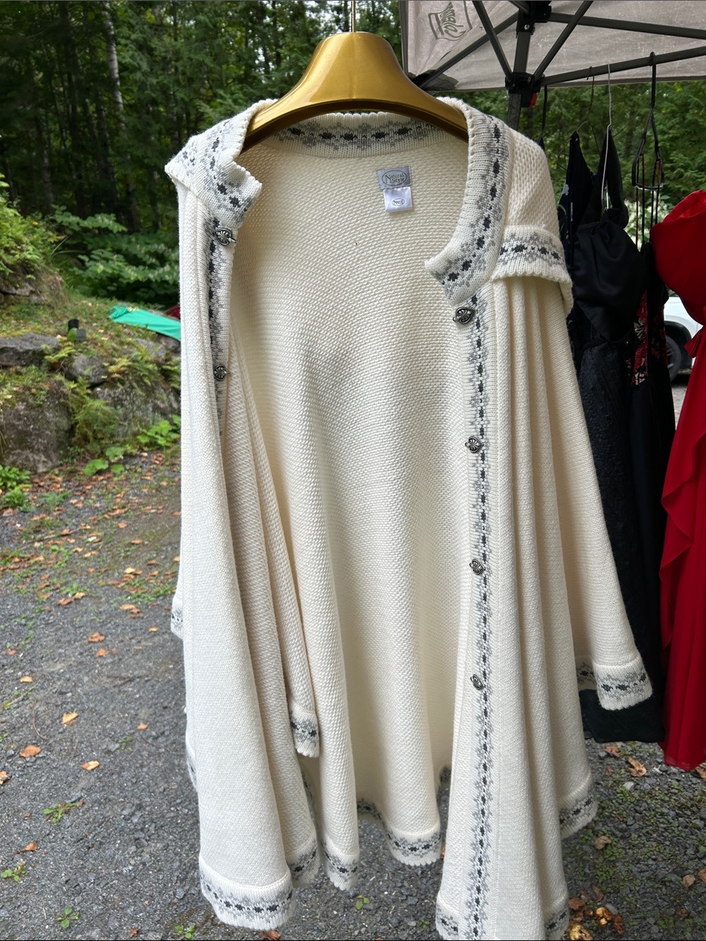 Ivory Women's Knit Cardigan with Contrast Trim